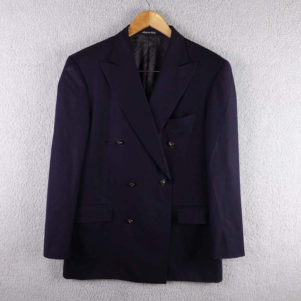 Pal Zileri Gruppo Forall Navy Blue Wool Double Breasted Blazer Italy Size 50 EU
